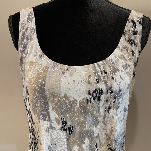Alex Evenings Womens Animal Print Scoop Neck Sleeveless Metallic Embel Top sz XL - Picture 4 of 4